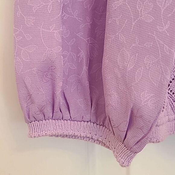 CURRENT AIR Long Sleeve Woven Textural Sweater Knit Top Lavender Size M - Picture 4 of 13